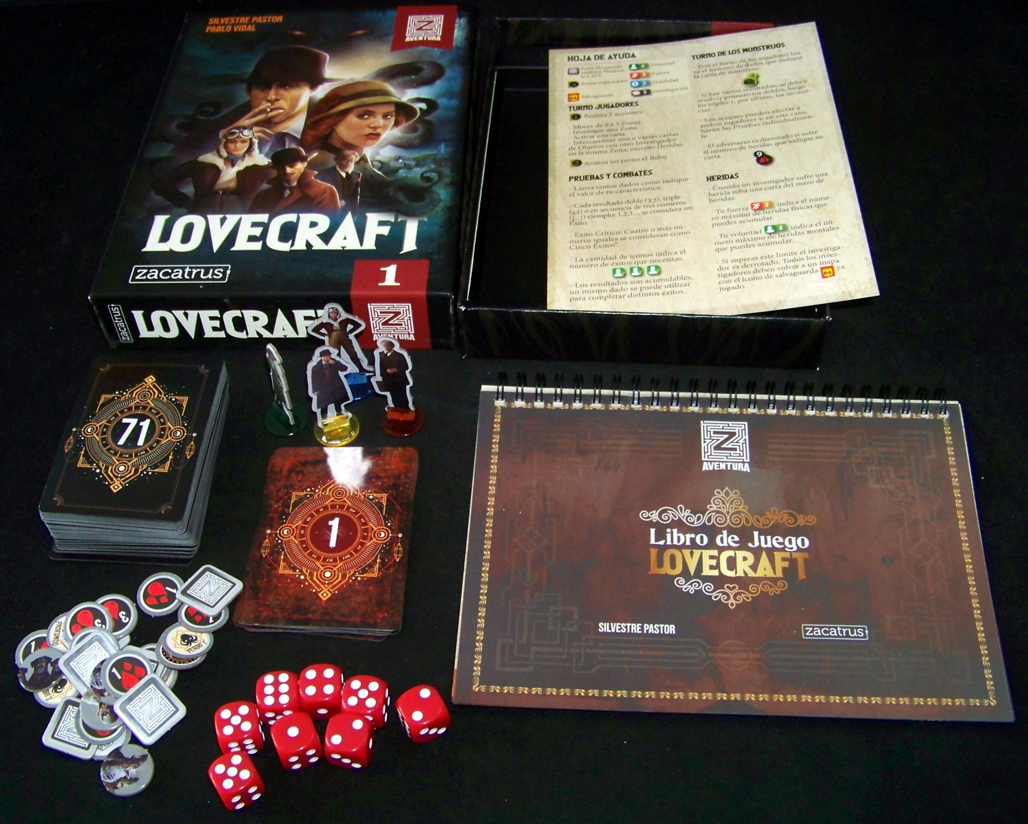 Juego de mesa Lovecraft - contenido de la caja