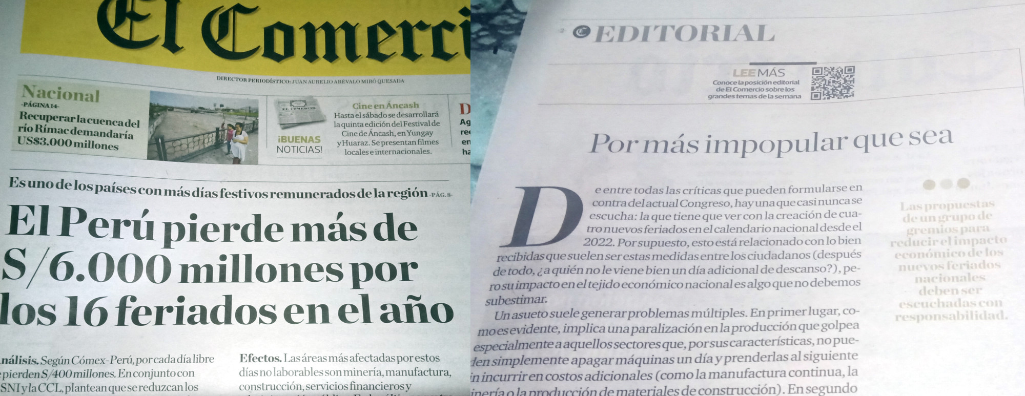El Comercio contra festivos, notas de agosto