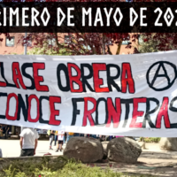 Pancarta de «La clase obrera no conoce fronteras».